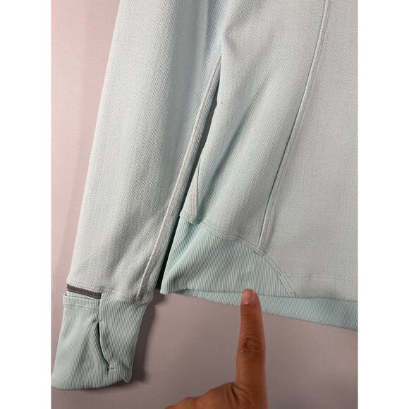 Lululemon Runderful Harringbone 1/2 Zip High Neck Aquamarine Pullover Size 8 - Picture 8 of 8
